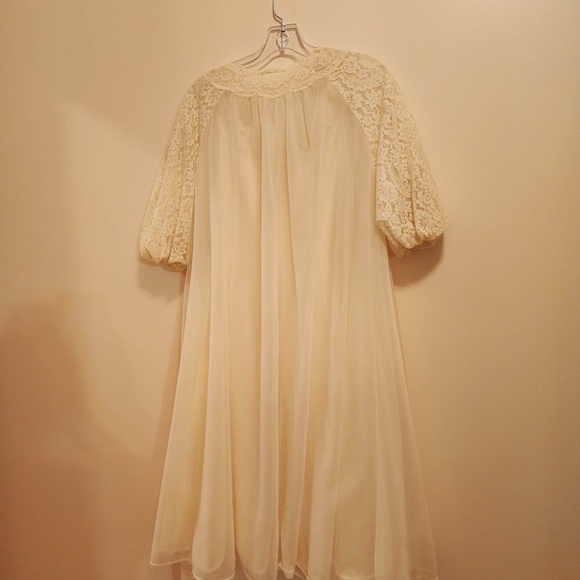 Vintage 60s 2pc Vanity Fair Peignoir Set Knee Length Nylon Chiffon Gown/Robe 32 - Picture 7 of 13